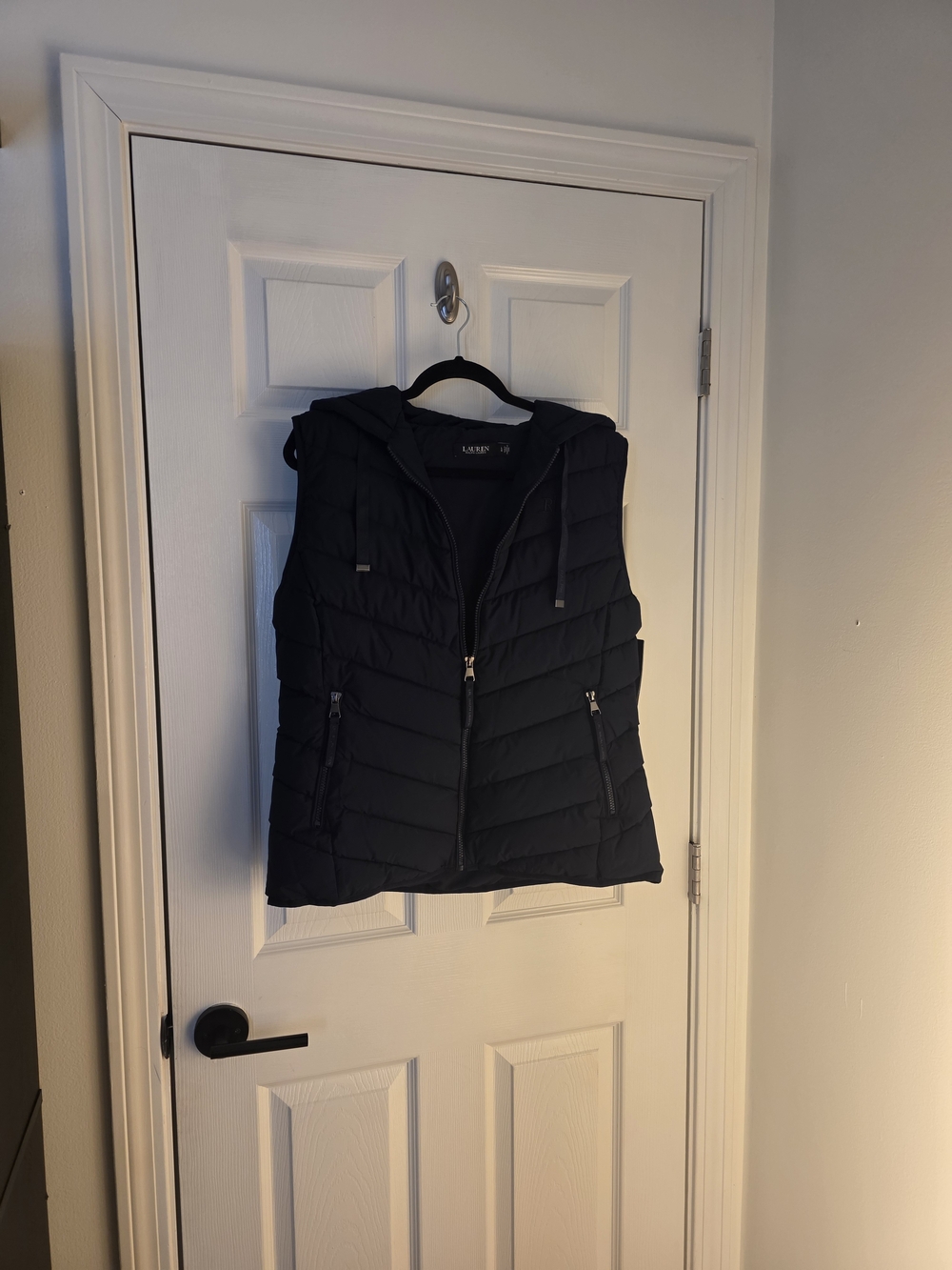 Lauren Ralph Lauren Navy Quilted Hooded Puffer Vest - Women's Large